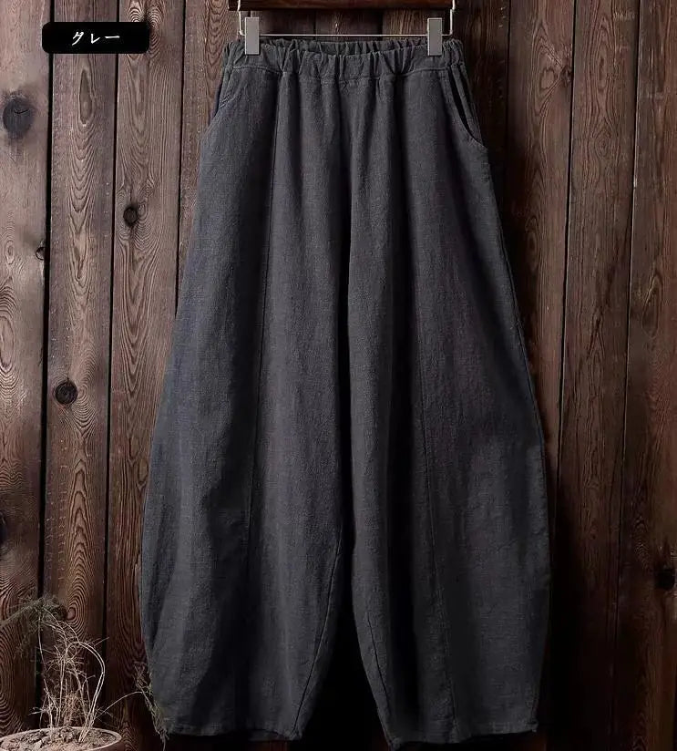 Cotton Linen Full-Length Wide-Leg Pants — Women's | Relaxed Fit | Resort Essential