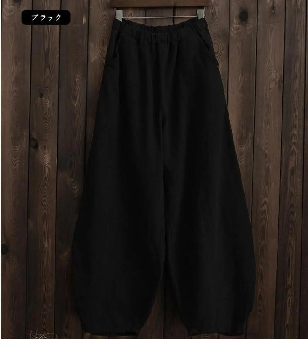 Cotton Linen Full-Length Wide-Leg Pants — Women's | Relaxed Fit | Resort Essential