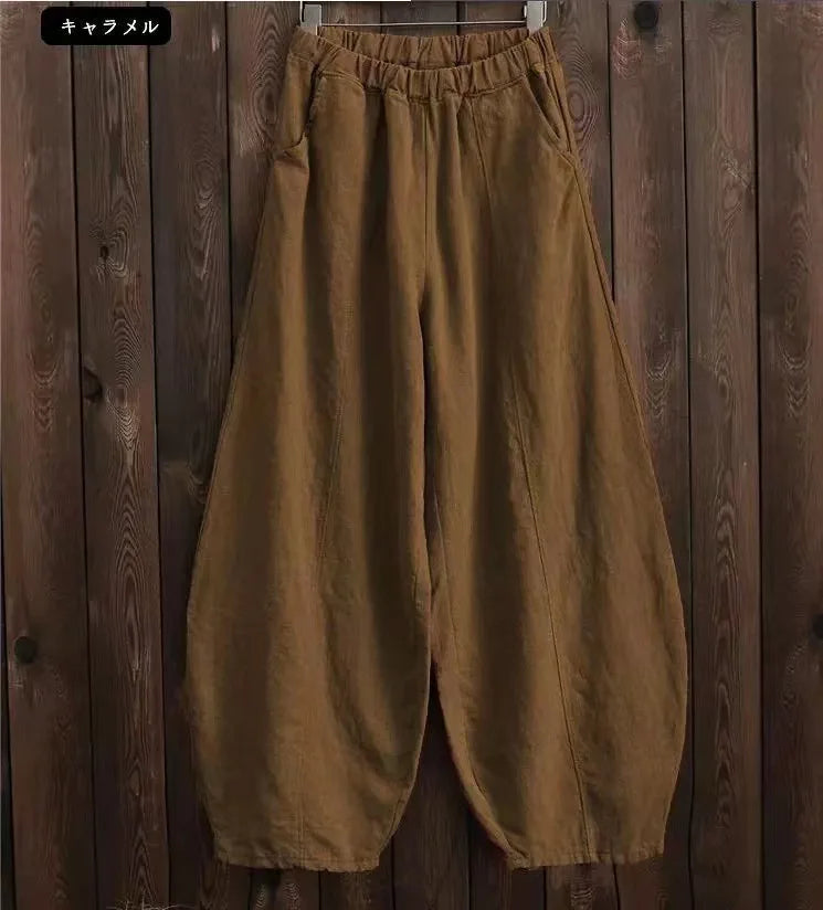 Cotton Linen Full-Length Wide-Leg Pants — Women's | Relaxed Fit | Resort Essential
