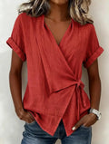 Stand-Collar Asymmetrical Woven Top — Women's | Modern Cut | Statement Casual