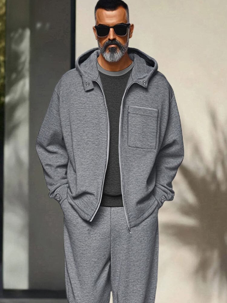 Hooded Woven Jacket & Pants Set — Men's | Relaxed Active Fit | Sleek Casual