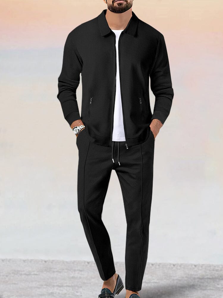 Waffle-Knit Cotton Jacket Set — Men's | Relaxed Active Fit | Casual Weekend