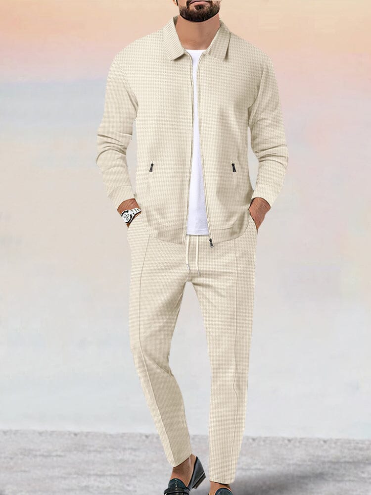 Waffle-Knit Cotton Jacket Set — Men's | Relaxed Active Fit | Casual Weekend