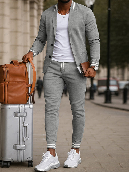 Athletic-Inspired Woven Blazer Set — Men's | Relaxed Fit | Sport-Luxe Casual