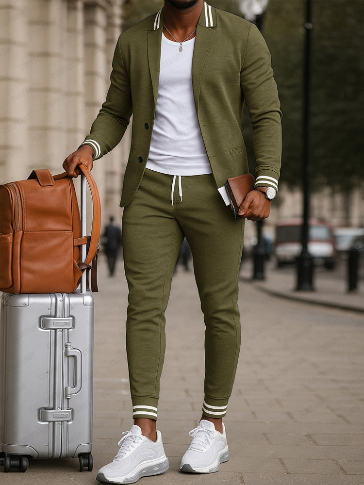 Athletic-Inspired Woven Blazer Set — Men's | Relaxed Fit | Sport-Luxe Casual