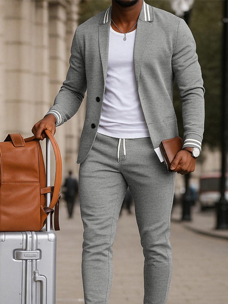 Athletic-Inspired Woven Blazer Set — Men's | Relaxed Fit | Sport-Luxe Casual