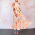 Audrey — Halter-Neck Woven Maxi Dress | Open Back | Timeless Evening Style