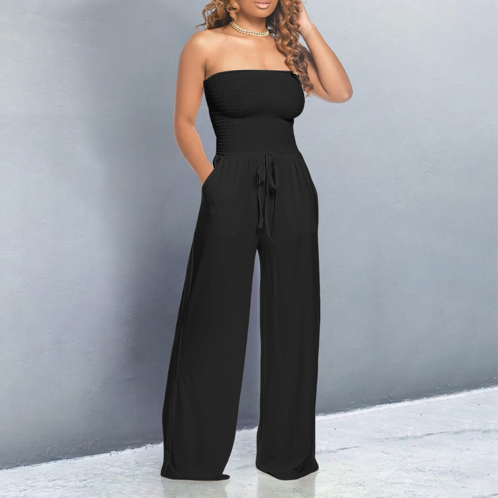 Bella — Off-Shoulder Woven Wide-Leg Jumpsuit | Relaxed Fit | Effortless Chic