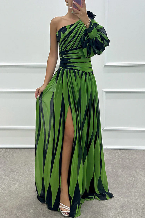 Bonnie — Striped One-Shoulder Woven Maxi Dress | Flowing Silhouette | Effortless Summer