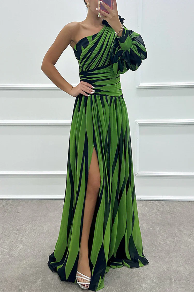 Bonnie — Striped One-Shoulder Woven Maxi Dress | Flowing Silhouette | Effortless Summer