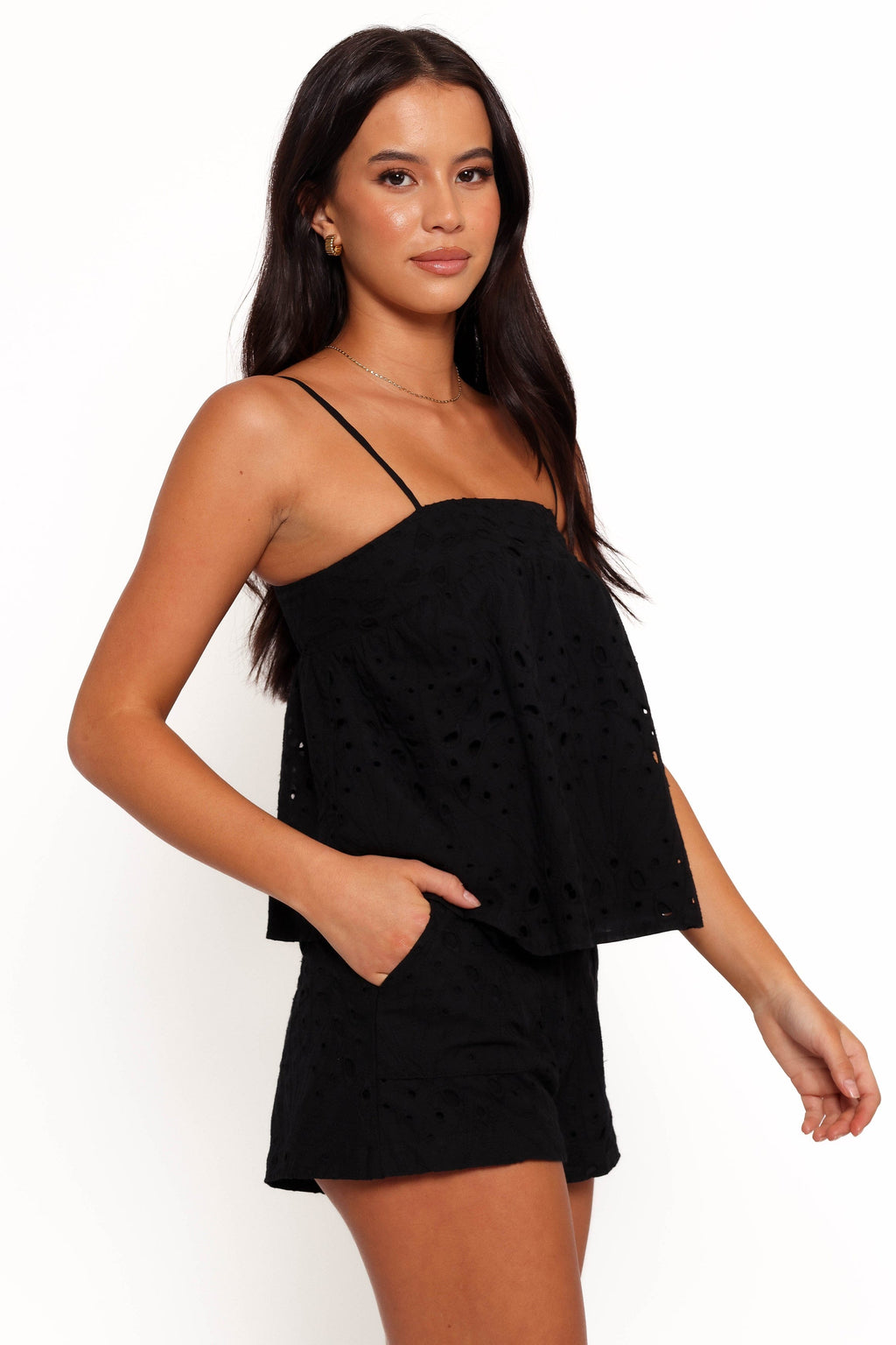Calla — Monochrome Woven Short Set | Minimal Two-Piece | Sharp & Clean