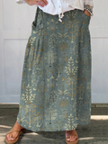 Carly — Woodland Print Woven Pocket Skirt | Elastic Waist | Nature-Inspired