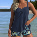 Cassandra — Striped Tummy-Control Tankini Set | Modest Coverage | Summer Swim
