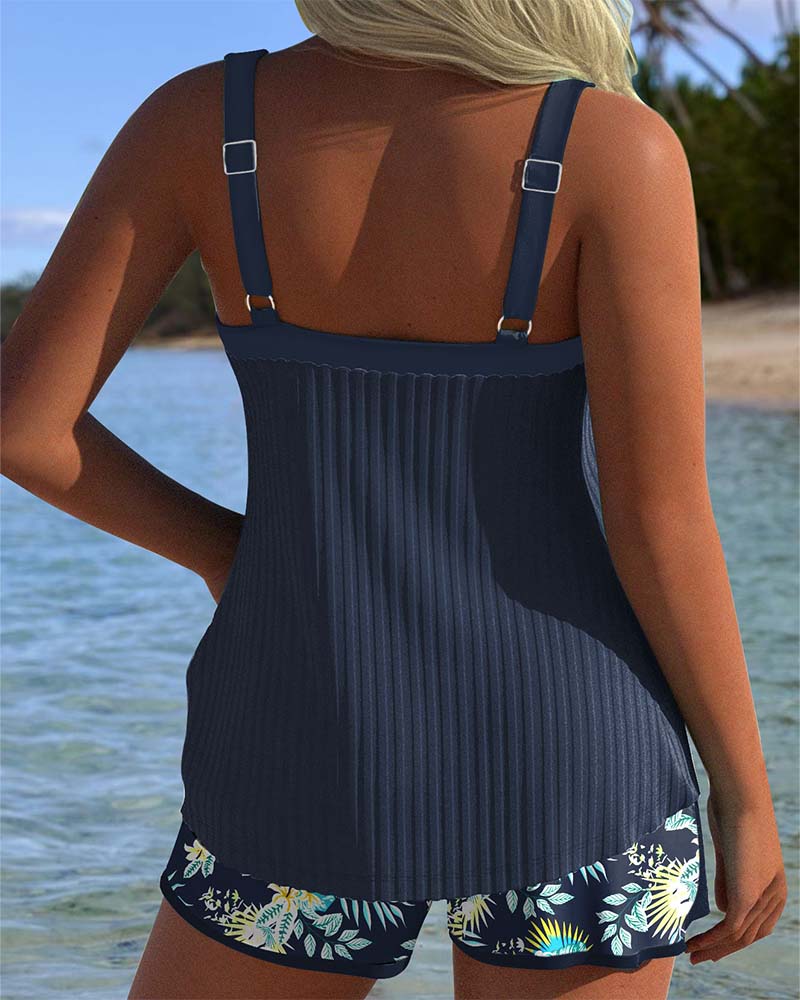 Cassandra — Striped Tummy-Control Tankini Set | Modest Coverage | Summer Swim