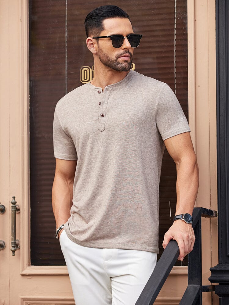 Classic Solid Henley Shirt — Men's | Relaxed Fit | Simple & Sharp
