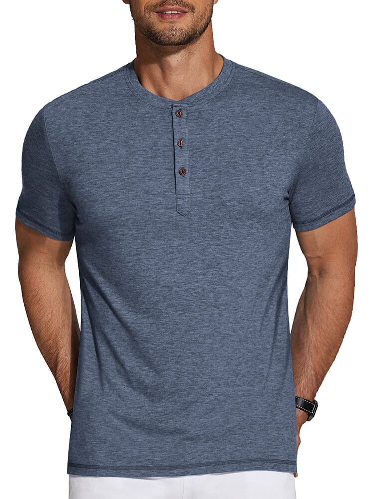 Classic Solid Henley Shirt — Men's | Relaxed Fit | Simple & Sharp