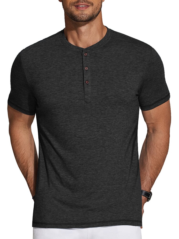 Classic Solid Henley Shirt — Men's | Relaxed Fit | Simple & Sharp