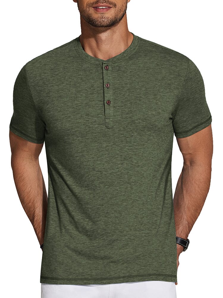 Classic Solid Henley Shirt — Men's | Relaxed Fit | Simple & Sharp