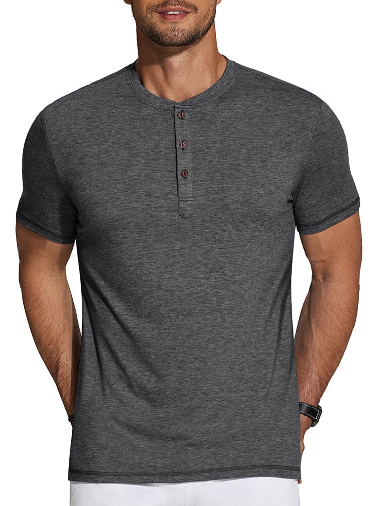 Classic Solid Henley Shirt — Men's | Relaxed Fit | Simple & Sharp