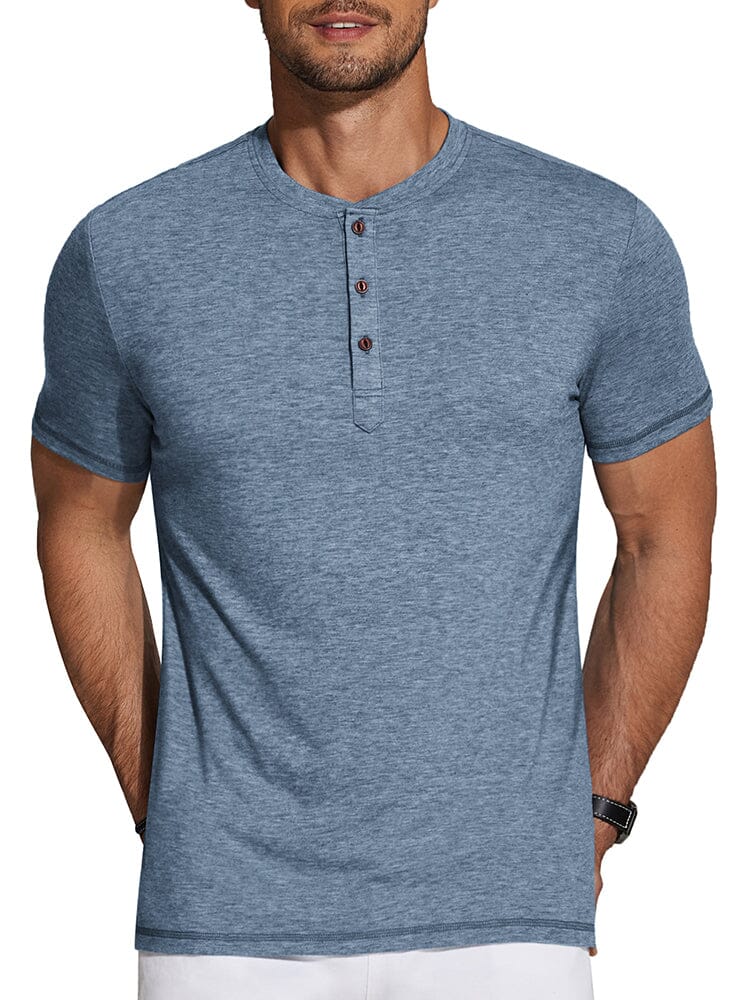 Classic Solid Henley Shirt — Men's | Relaxed Fit | Simple & Sharp