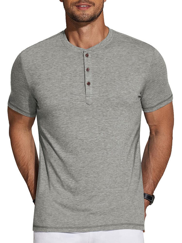 Classic Solid Henley Shirt — Men's | Relaxed Fit | Simple & Sharp