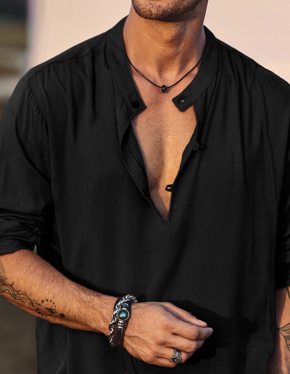100% Linen Beach Shirt — Men's | Relaxed Open Collar | Breathable Holiday Essential