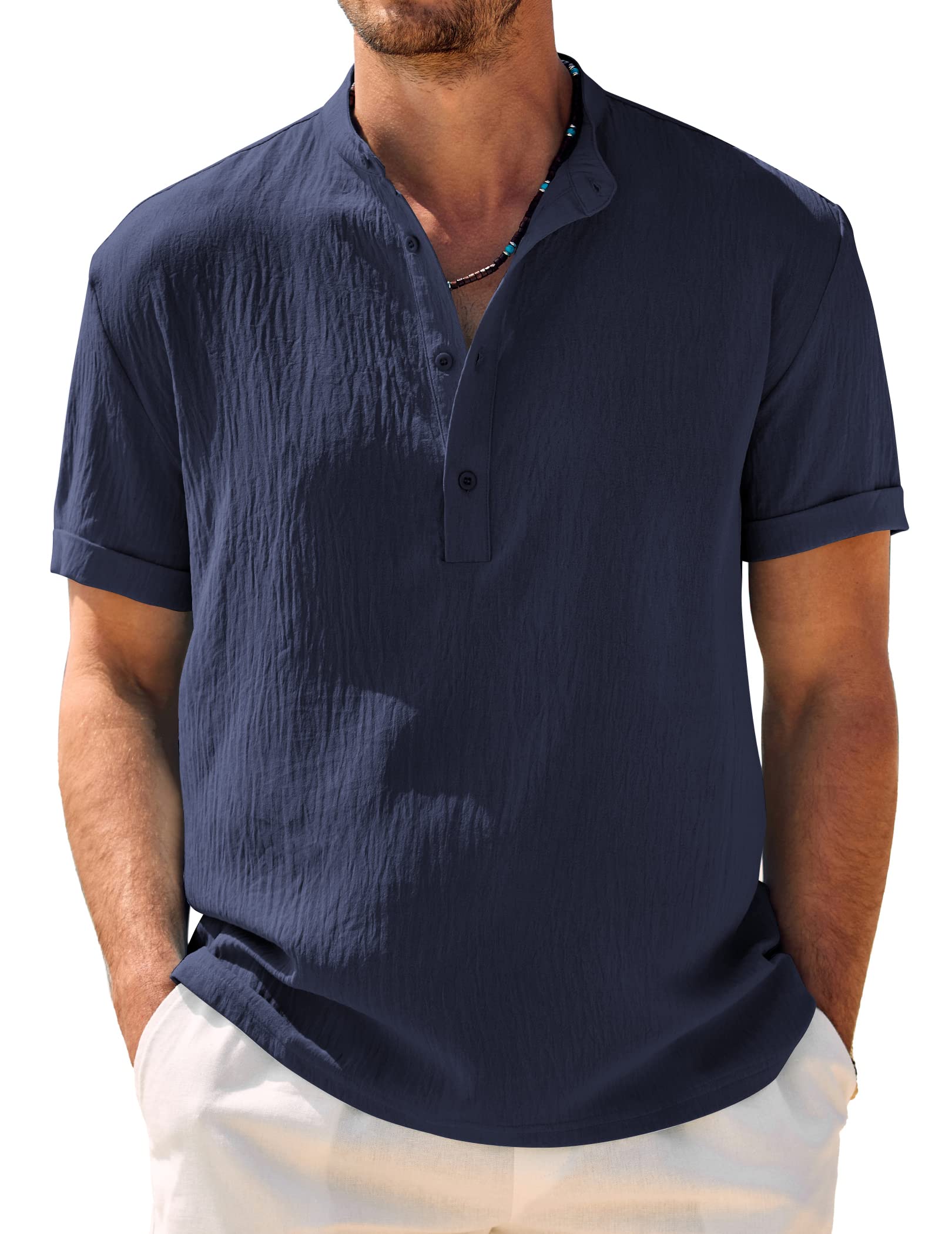 Breathable Solid Henley Shirt — Men's | Relaxed Fit | Versatile Everyday