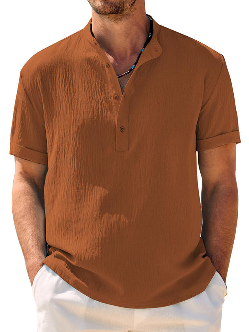 Breathable Solid Henley Shirt — Men's | Relaxed Fit | Versatile Everyday