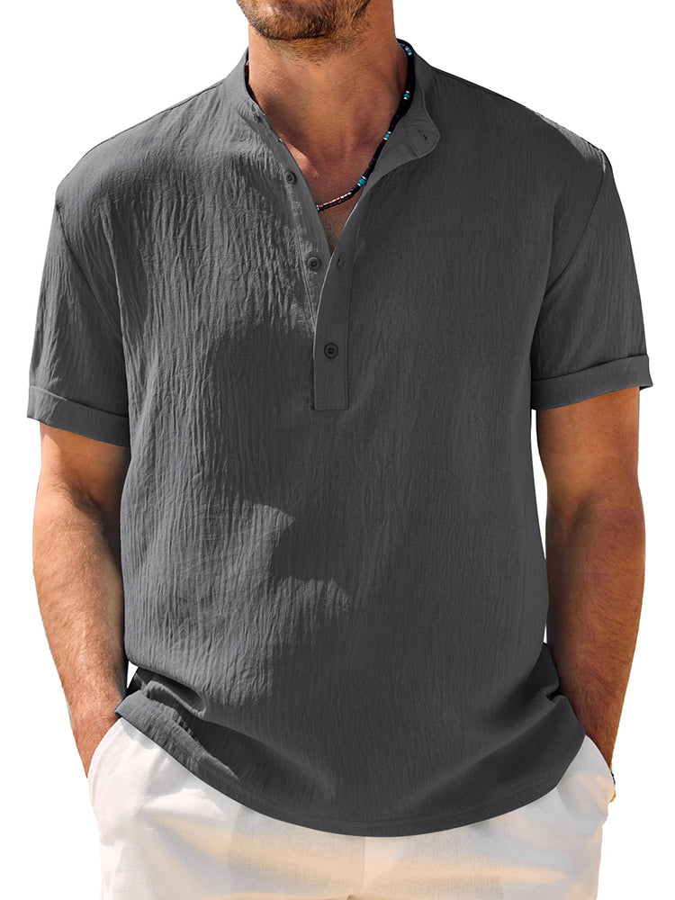 Breathable Solid Henley Shirt — Men's | Relaxed Fit | Versatile Everyday