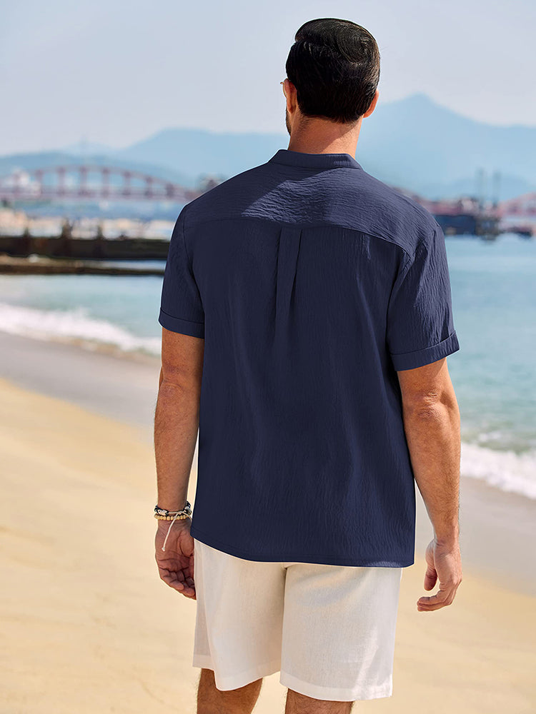 Breathable Solid Henley Shirt — Men's | Relaxed Fit | Versatile Everyday
