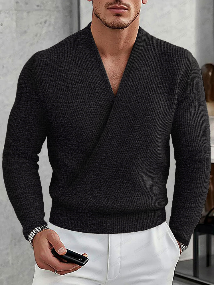 Cross-Placket Knit Pullover — Men's | Relaxed Fit | Clean Essential