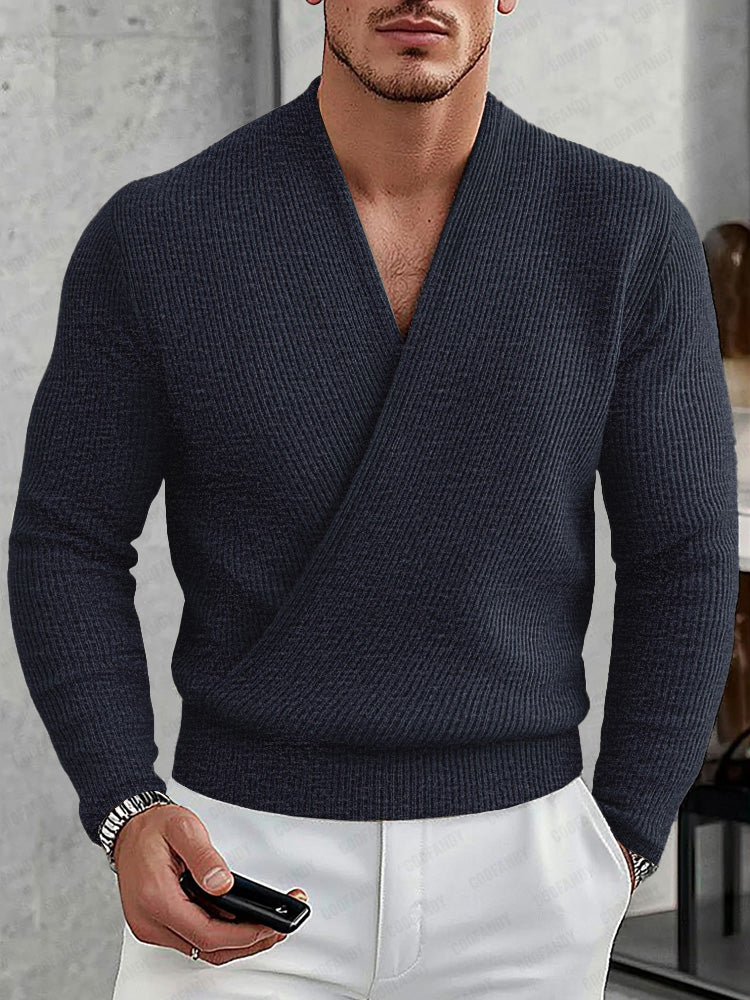 Cross-Placket Knit Pullover — Men's | Relaxed Fit | Clean Essential
