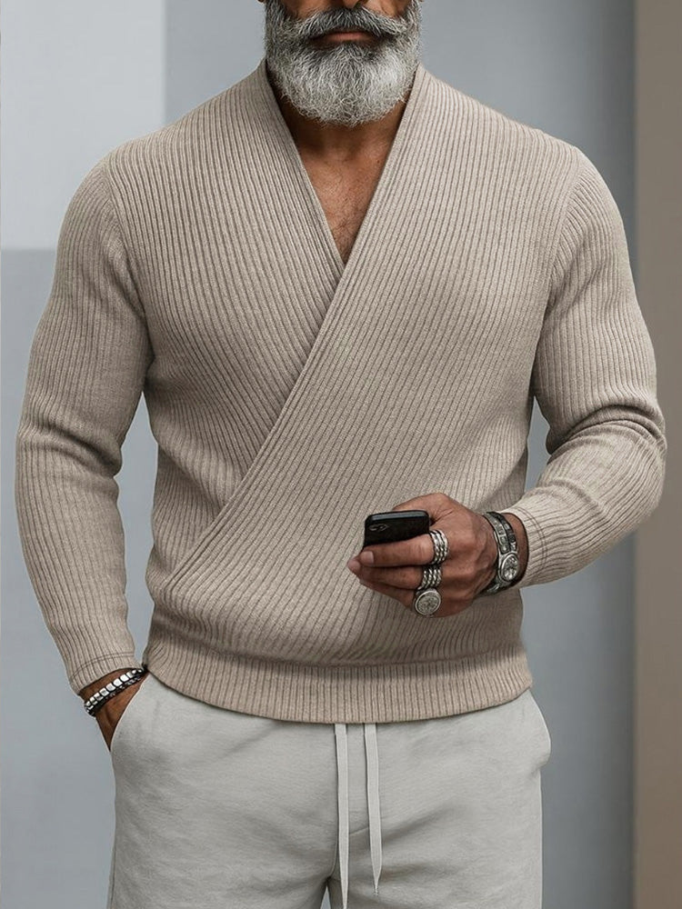 Cross-Placket Knit Pullover — Men's | Relaxed Fit | Clean Essential