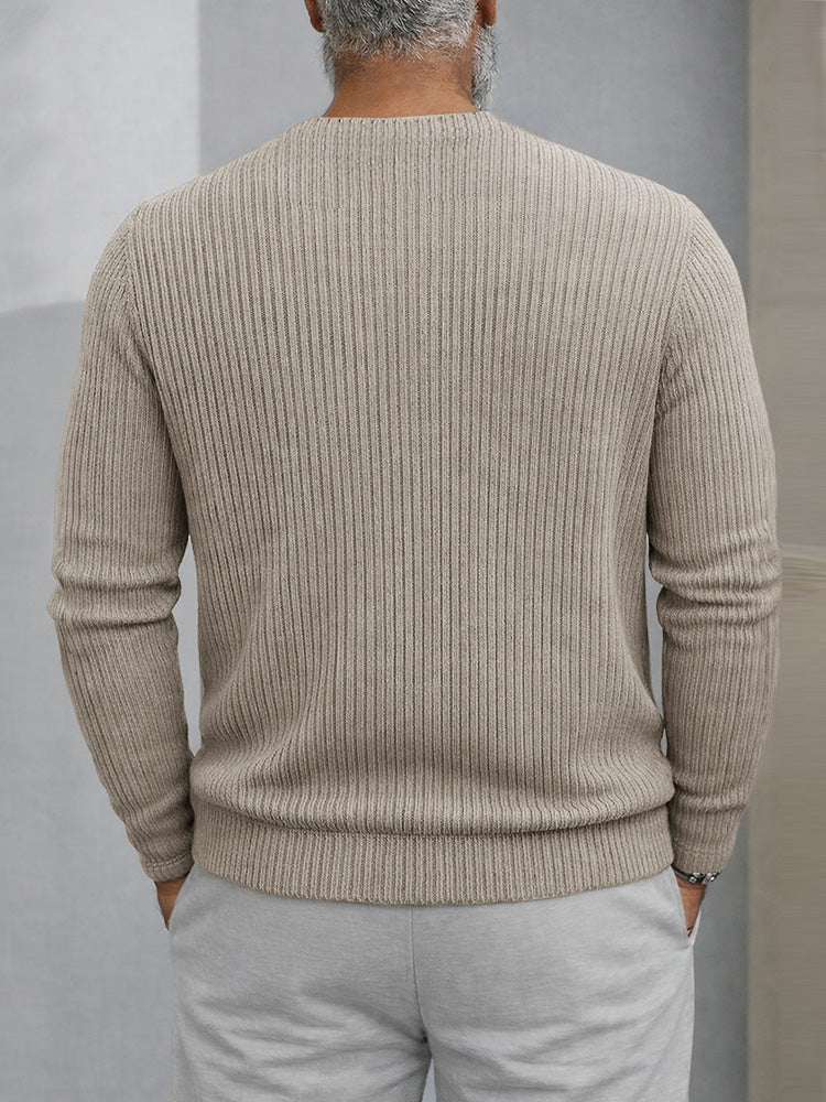Cross-Placket Knit Pullover — Men's | Relaxed Fit | Clean Essential