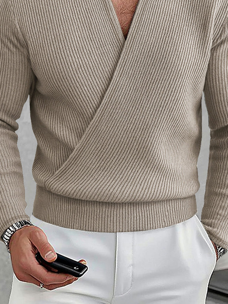 Cross-Placket Knit Pullover — Men's | Relaxed Fit | Clean Essential