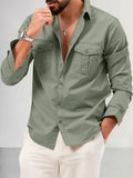Double-Pocket Cotton Solid Shirt — Men's | Relaxed Fit | Clean Utility Top