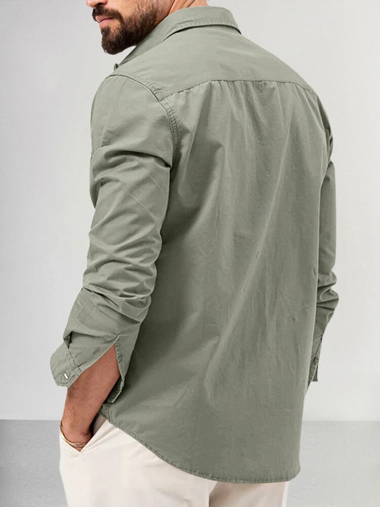 Double-Pocket Cotton Solid Shirt — Men's | Relaxed Fit | Clean Utility Top