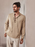 Drawstring Linen Shirt — Men's | Relaxed Open Fit | Easy Coastal Style