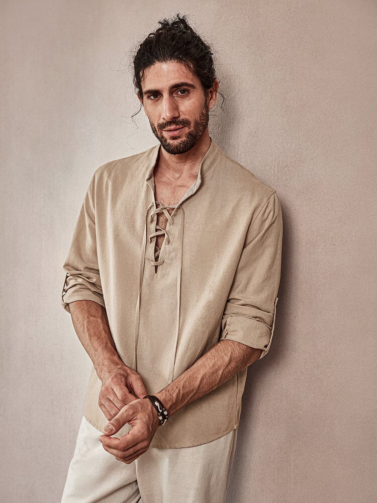 Drawstring Linen Shirt — Men's | Relaxed Open Fit | Easy Coastal Style