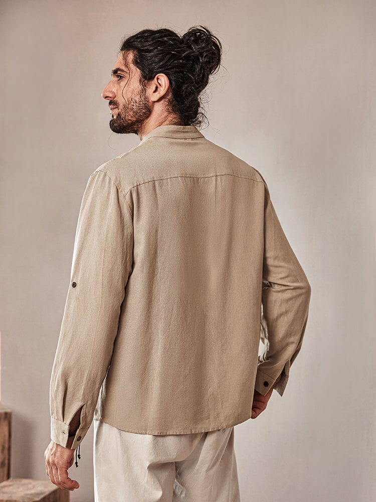 Drawstring Linen Shirt — Men's | Relaxed Open Fit | Easy Coastal Style