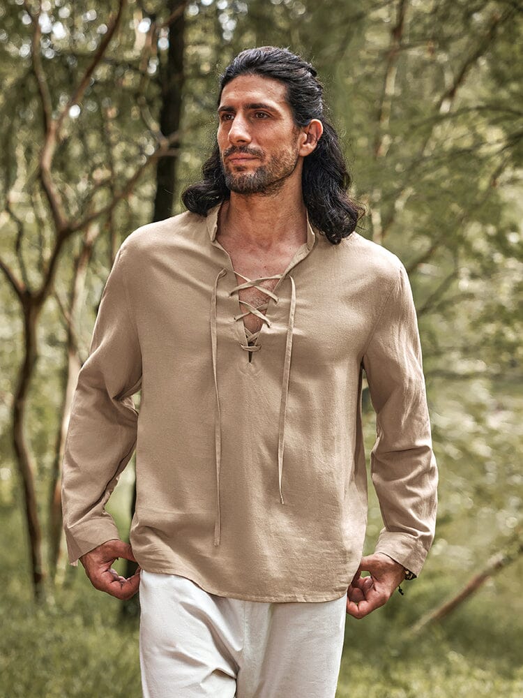 Drawstring Linen Shirt — Men's | Relaxed Open Fit | Easy Coastal Style