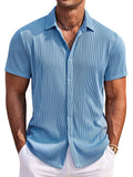 Striped Textured Woven Shirt — Men's | Relaxed Fit | Coastal Smart Casual