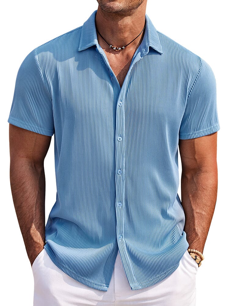 Striped Textured Woven Shirt — Men's | Relaxed Fit | Coastal Smart Casual