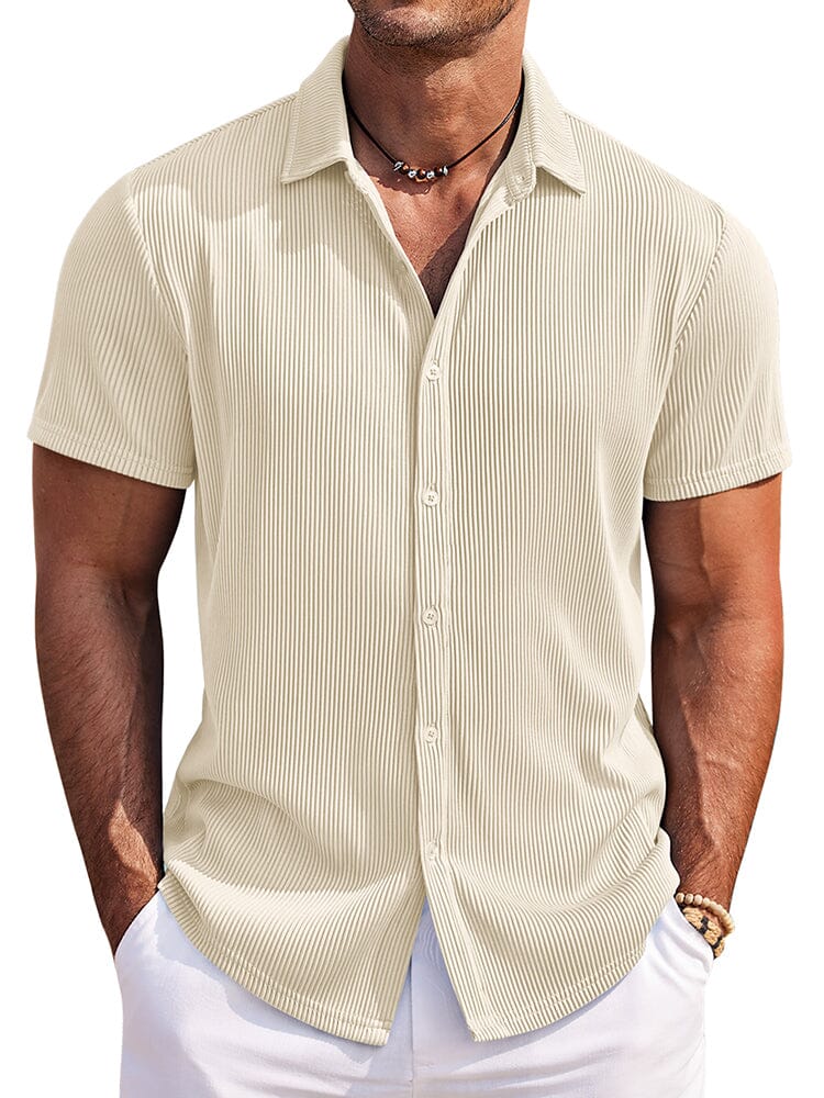 Striped Textured Woven Shirt — Men's | Relaxed Fit | Coastal Smart Casual