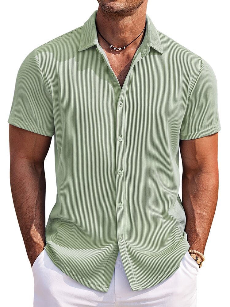 Striped Textured Woven Shirt — Men's | Relaxed Fit | Coastal Smart Casual