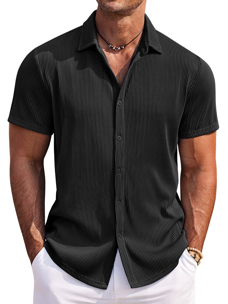 Striped Textured Woven Shirt — Men's | Relaxed Fit | Coastal Smart Casual