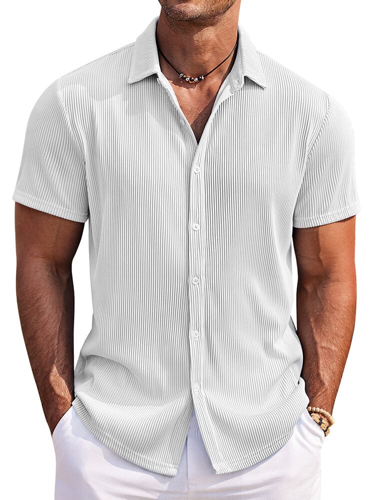 Striped Textured Woven Shirt — Men's | Relaxed Fit | Coastal Smart Casual