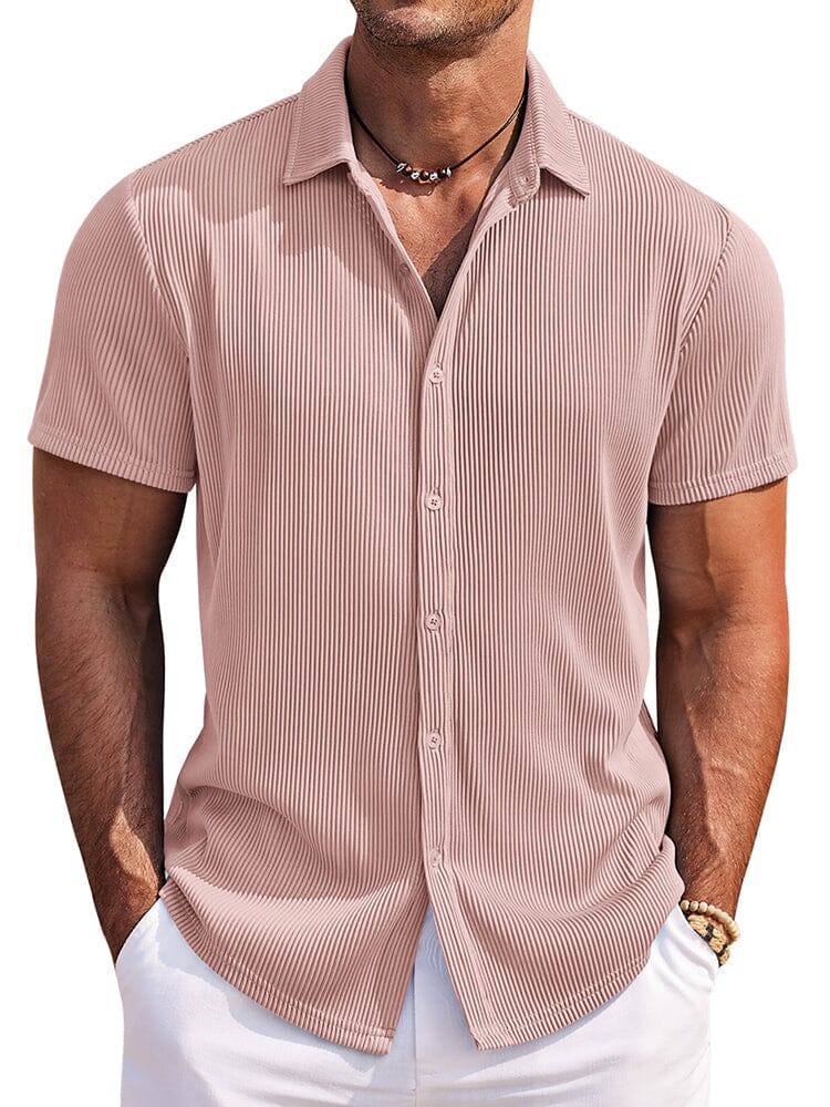 Striped Textured Woven Shirt — Men's | Relaxed Fit | Coastal Smart Casual