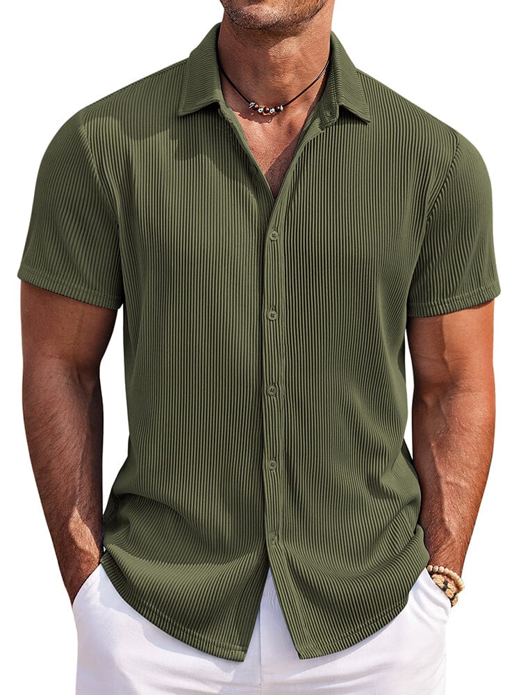 Striped Textured Woven Shirt — Men's | Relaxed Fit | Coastal Smart Casual