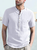 Half-Button Linen Shirt — Men's | Relaxed Open Collar | Effortless Summer